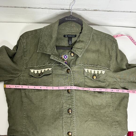 INC International Concepts Embroidered Utility Jacket Linen Green Size XL - Picture 8 of 8